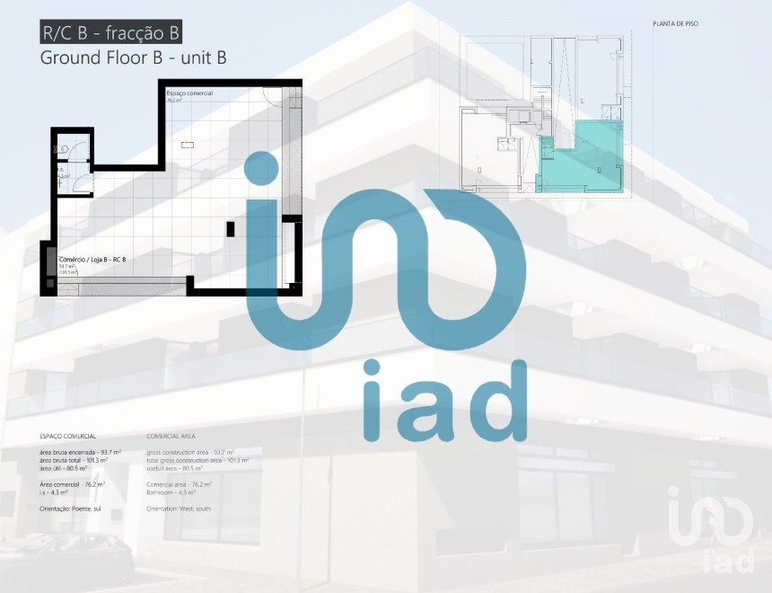 Loja / Estabelecimento Comercial em Quelfes de 101 m²