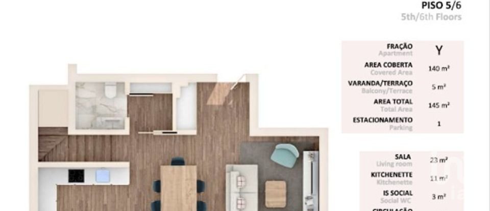 Apartamento T2 em Alvalade de 145 m²