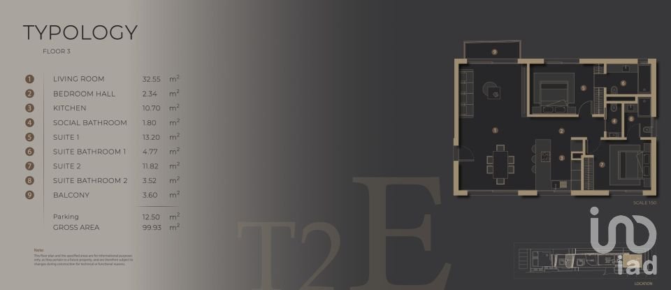 Appartement T2 à São Martinho de 99 m²