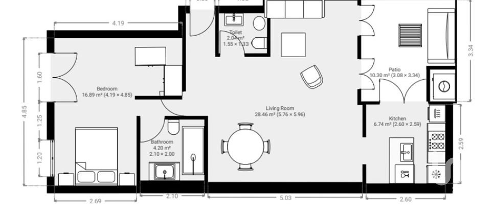 Apartamento T1 em São Vicente de 75 m²