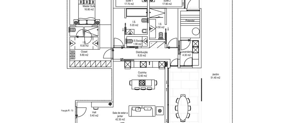 Apartamento T3 em São Martinho de 178 m²