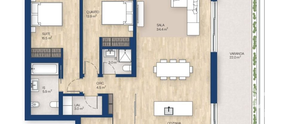 Apartamento T2 em Canidelo de 120 m²