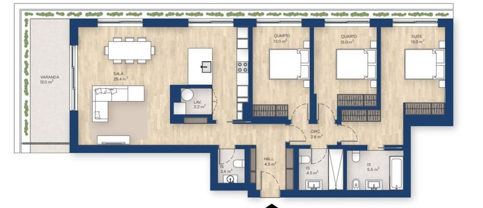 Apartamento T3 em Canidelo de 137 m²