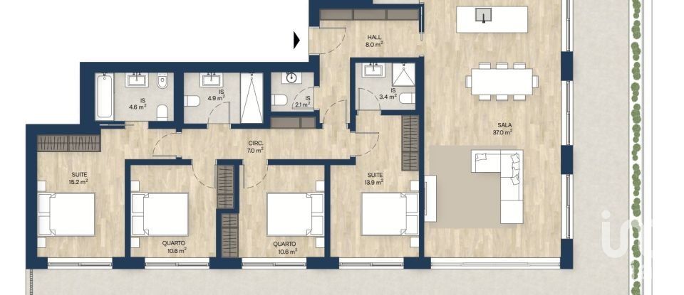 Apartamento T4 em Canidelo de 159 m²