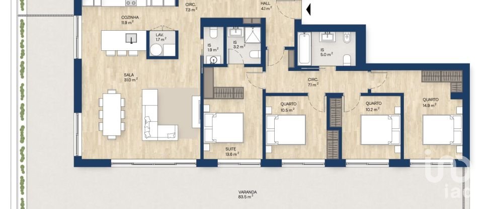Apartamento T4 em Canidelo de 145 m²