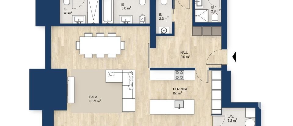 Apartamento T4 em Canidelo de 164 m²
