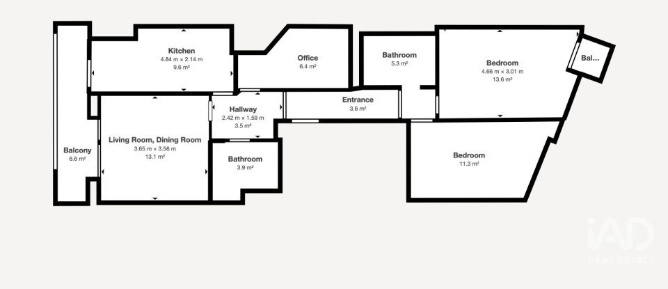 Apartamento T2 em Cedofeita, Santo Ildefonso, Sé, Miragaia, São Nicolau e Vitória de 78 m²