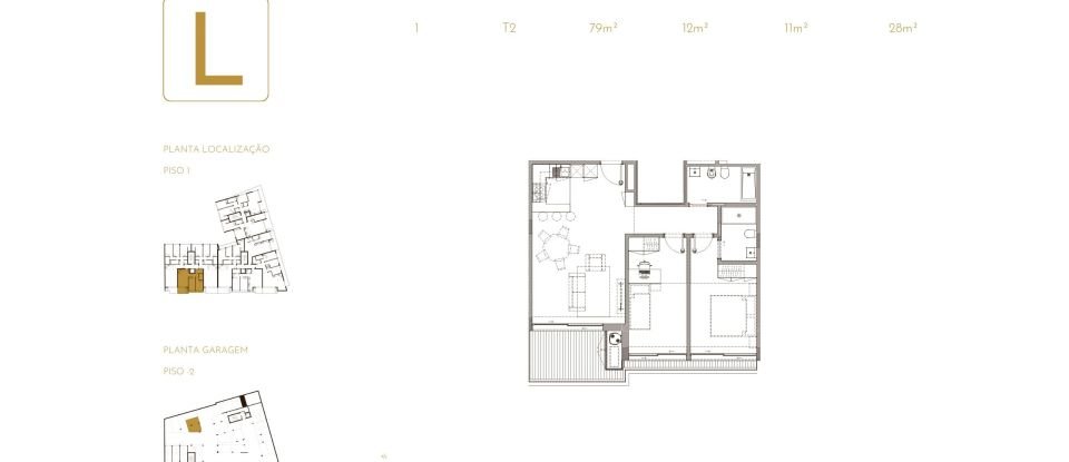 Apartamento T2 em São Félix da Marinha de 79 m²