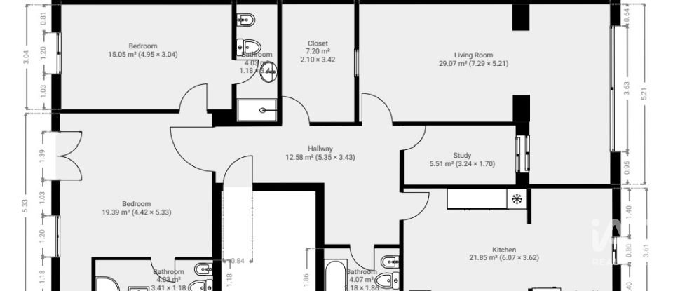 Appartement T3 à Arroios de 118 m²