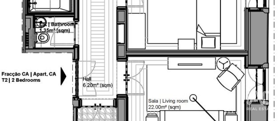 Apartamento T2 em Santo António de 98 m²
