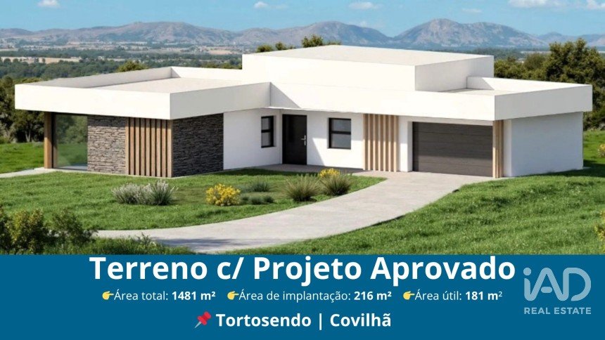 Terreno urbano em Tortosendo de 1 481 m²