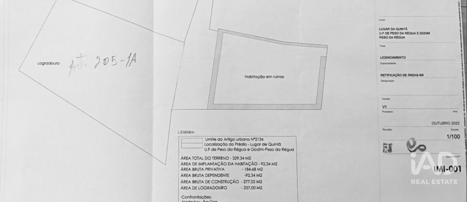 Terreno misto em Peso da Régua e Godim de 525 m²