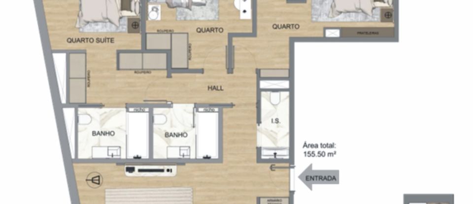Apartamento T3 em Mafamude e Vilar do Paraíso de 155 m²