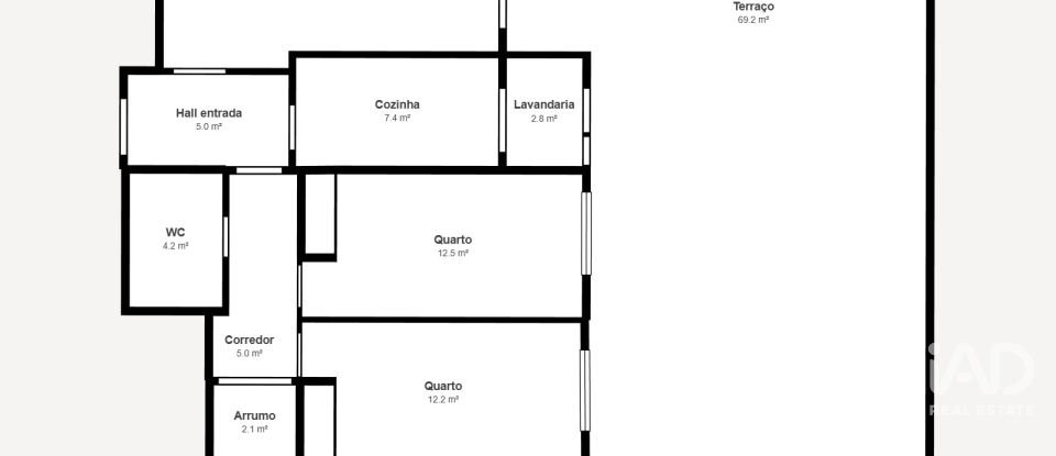 Apartamento T2 em Águas Santas de 69 m²