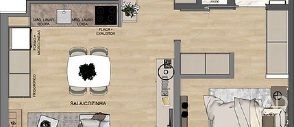 Apartamento T1 em Mafamude e Vilar do Paraíso de 58 m²